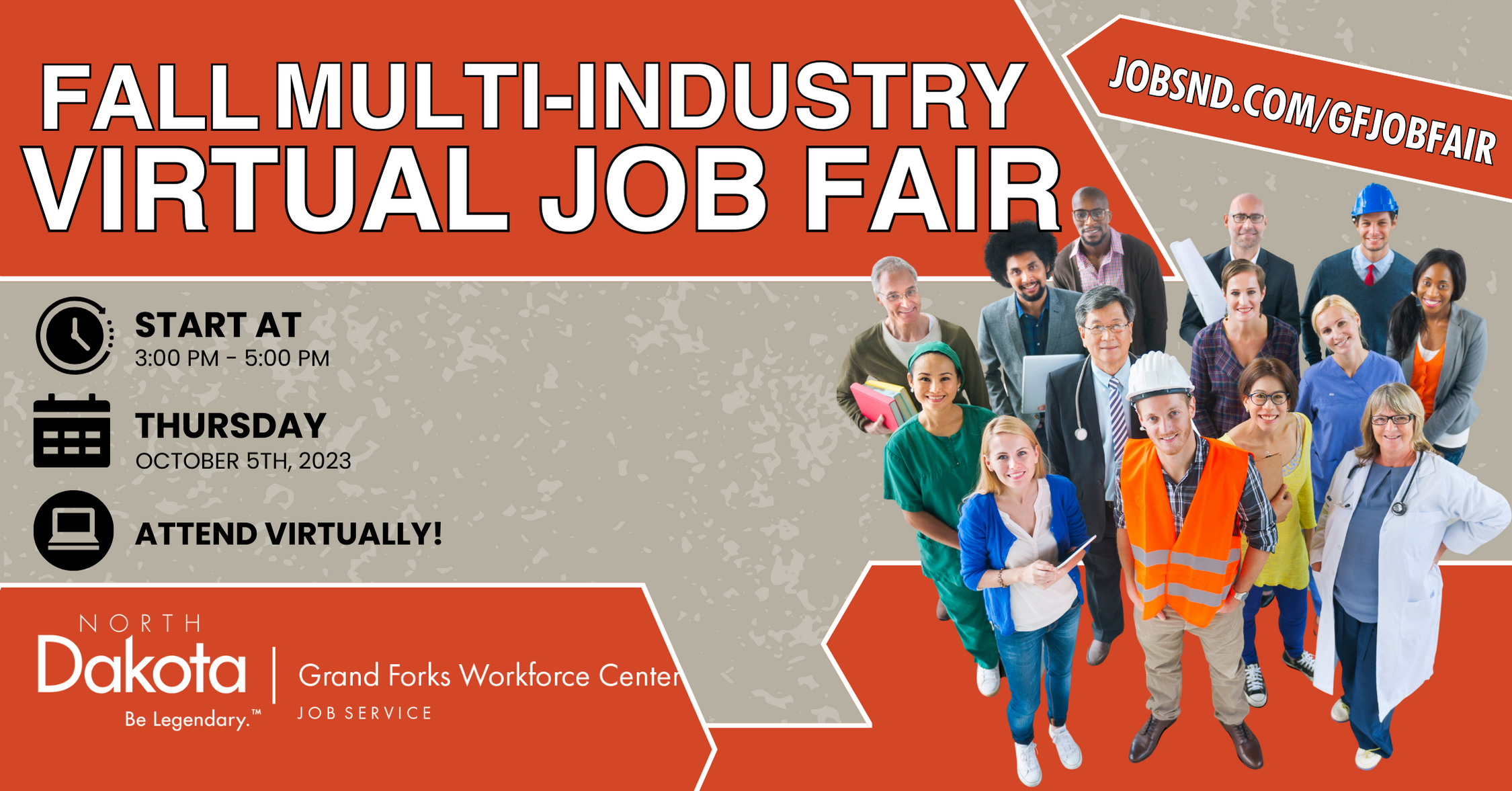 Graphic for the 2023 Fall Multi Industry Virtual Job Fair