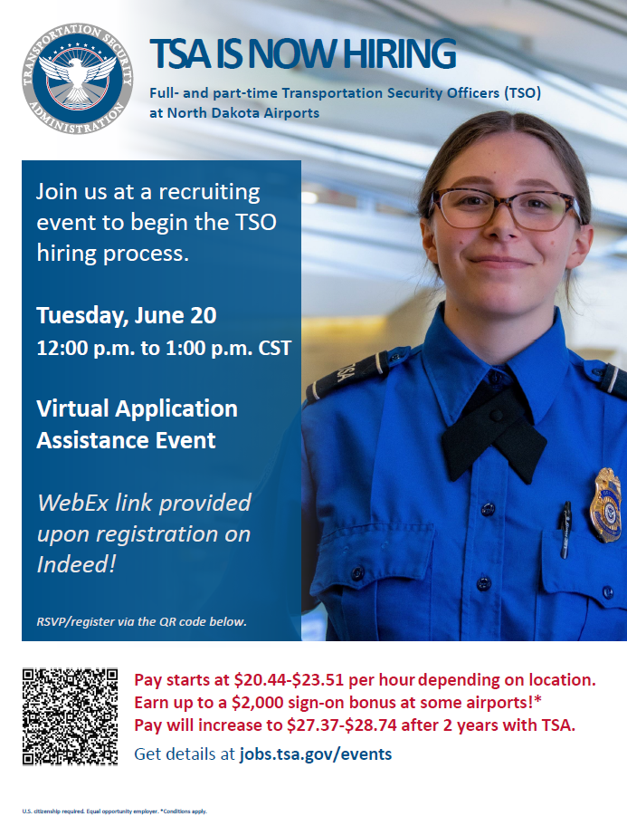 TSA Virtual Application Assistance Event on June 20 from 12 pm to 1 pm cst