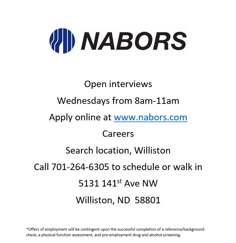 Nabors Open Interviews Every Wednesday