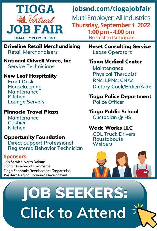Tioga Virtual Job Fair - Employer List