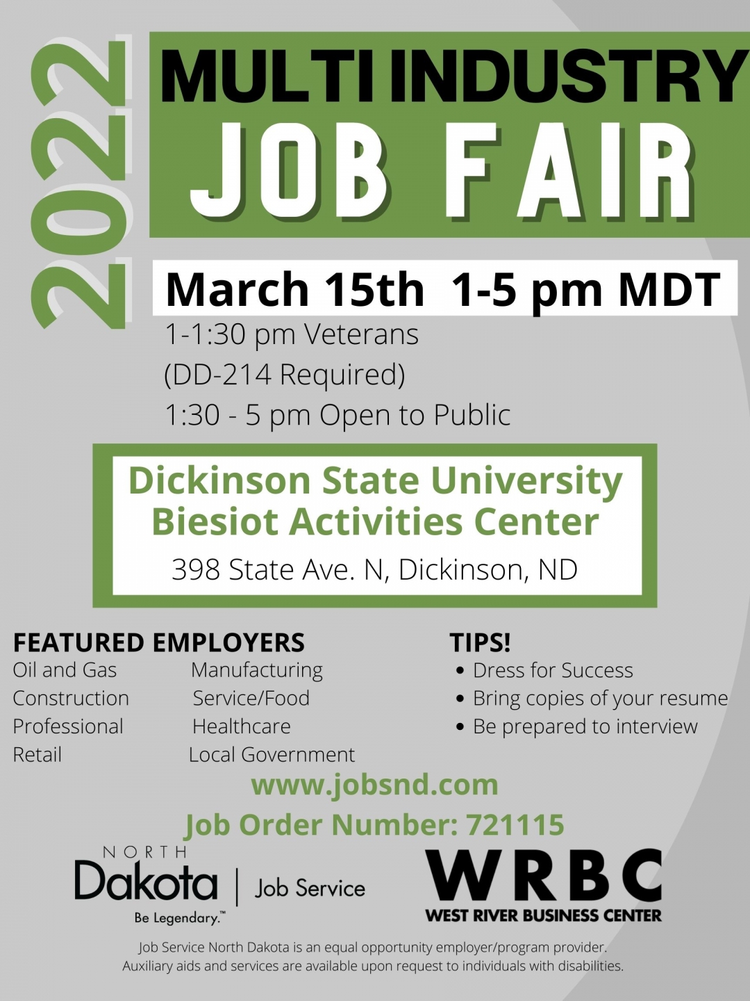 Dickinson Job Fair flyer