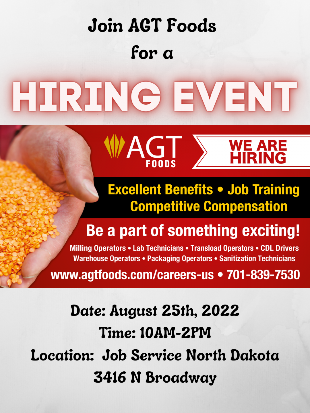 AGT Foods Hiring Event-Minot